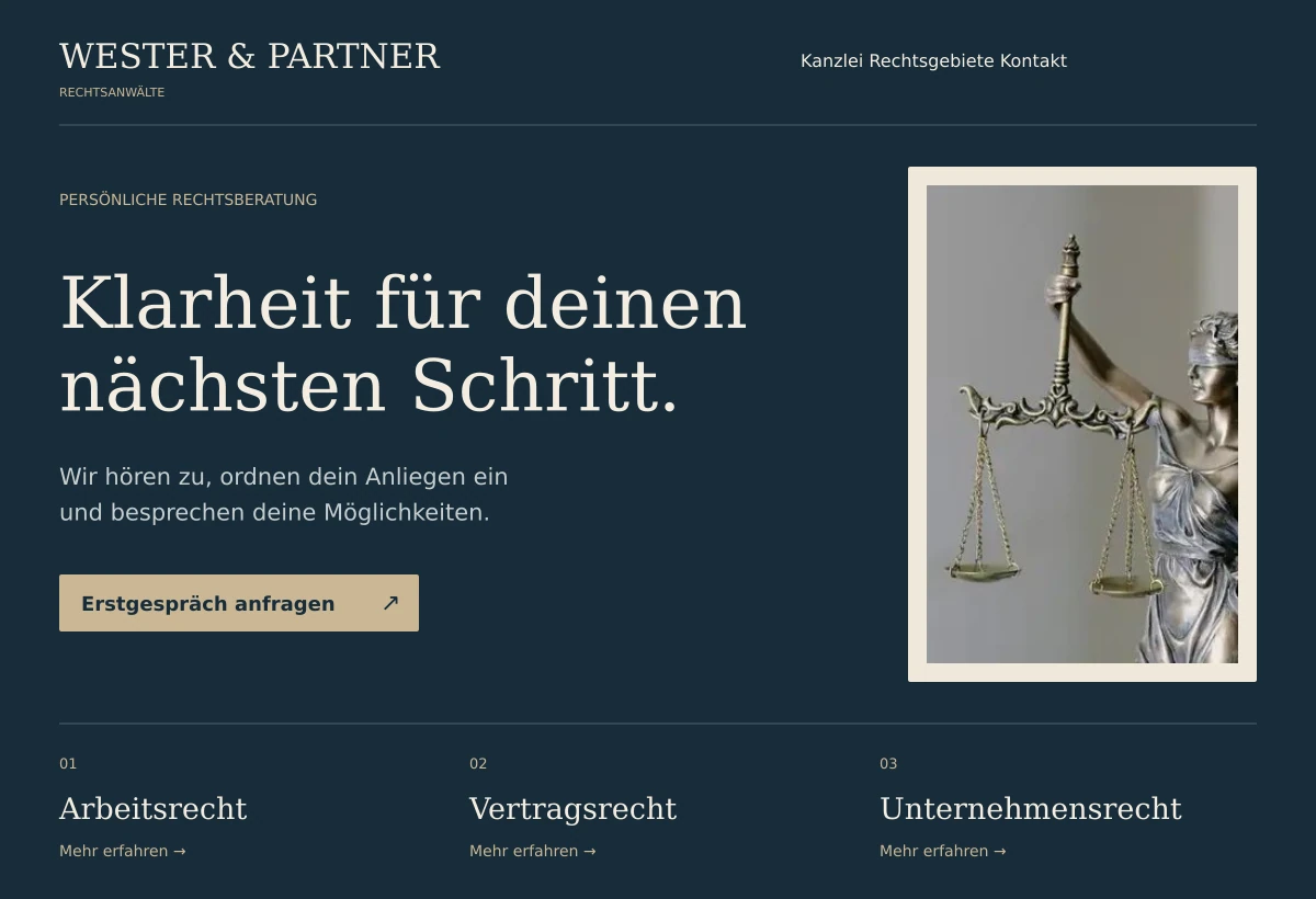 Moderner Website-Entwurf für Wester & Partner