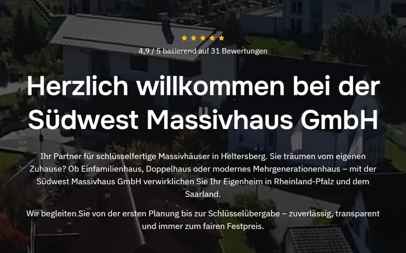 Realisierte Website für Südwest Massivhaus GmbH